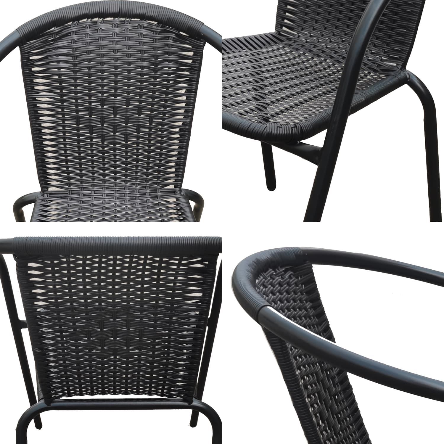Pack 4 Silla De Terraza Rat&aacute;n Sint&eacute;tico Y Acero Negro image number 4.0