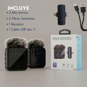 Pack 2 Micr&oacute;fonos Inal&aacute;mbrico 3 En 1 Para Celular Iphone Android Profesional Lavalier