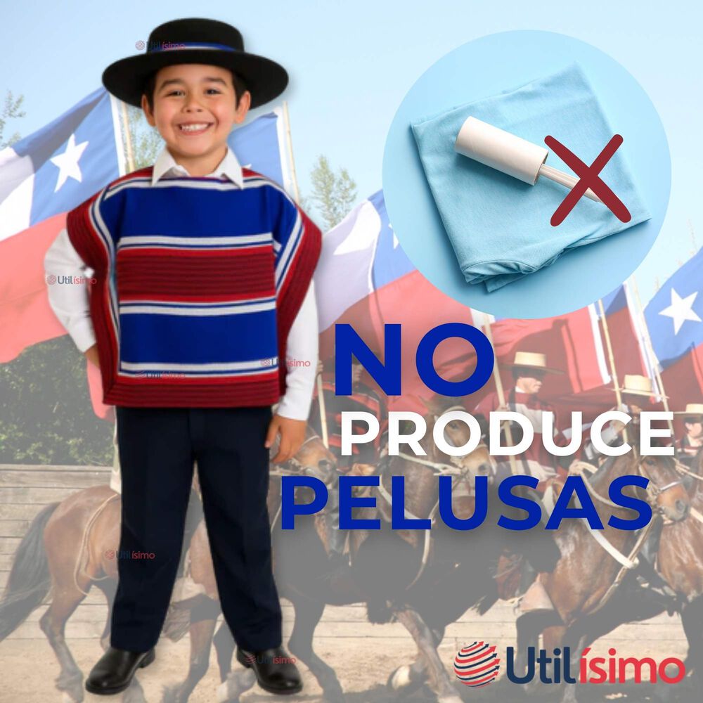 Poncho Manta Huaso Cueca Fiestas Patrias Para Ni&ntilde;os image number 9.0