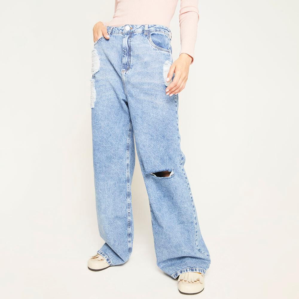 Jeans Rotura Tiro Alto Straight Mujer Doce Trama en Oferta | Hites.com
