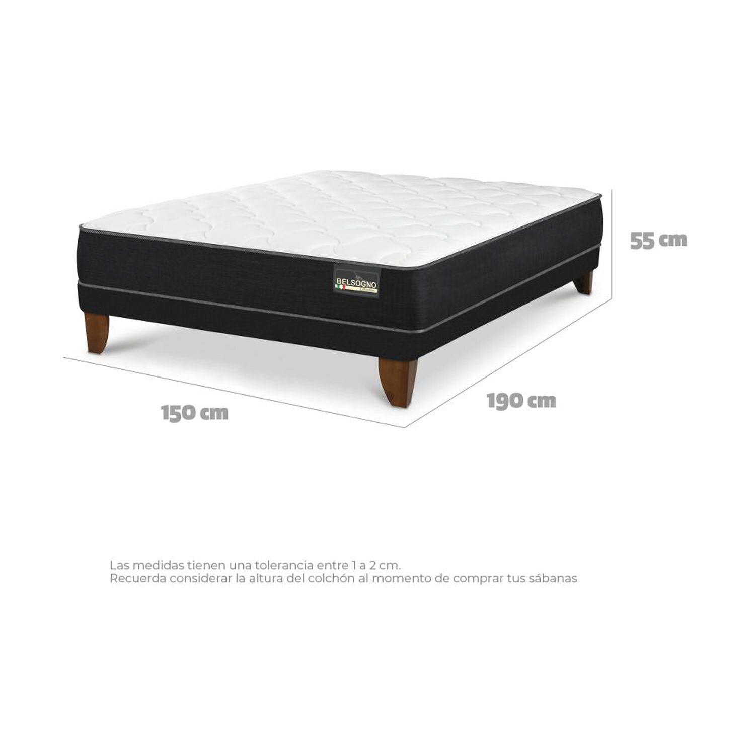 Cama Europea Belsogno Plus / 2 Plazas / Base Normal image number 3.0