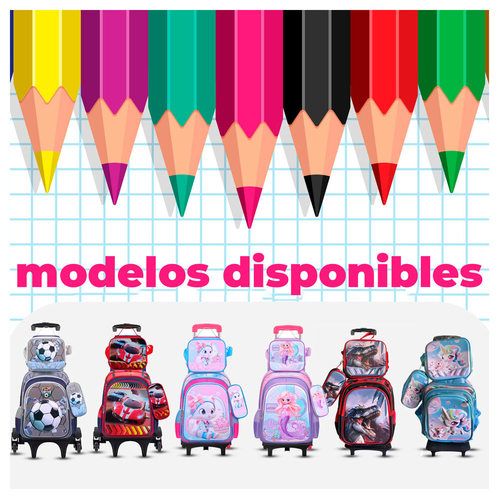 Maleta Mochila 3 En 1 Con Ruedas Y Accesorios Diseño De Unicornio image number 3.0