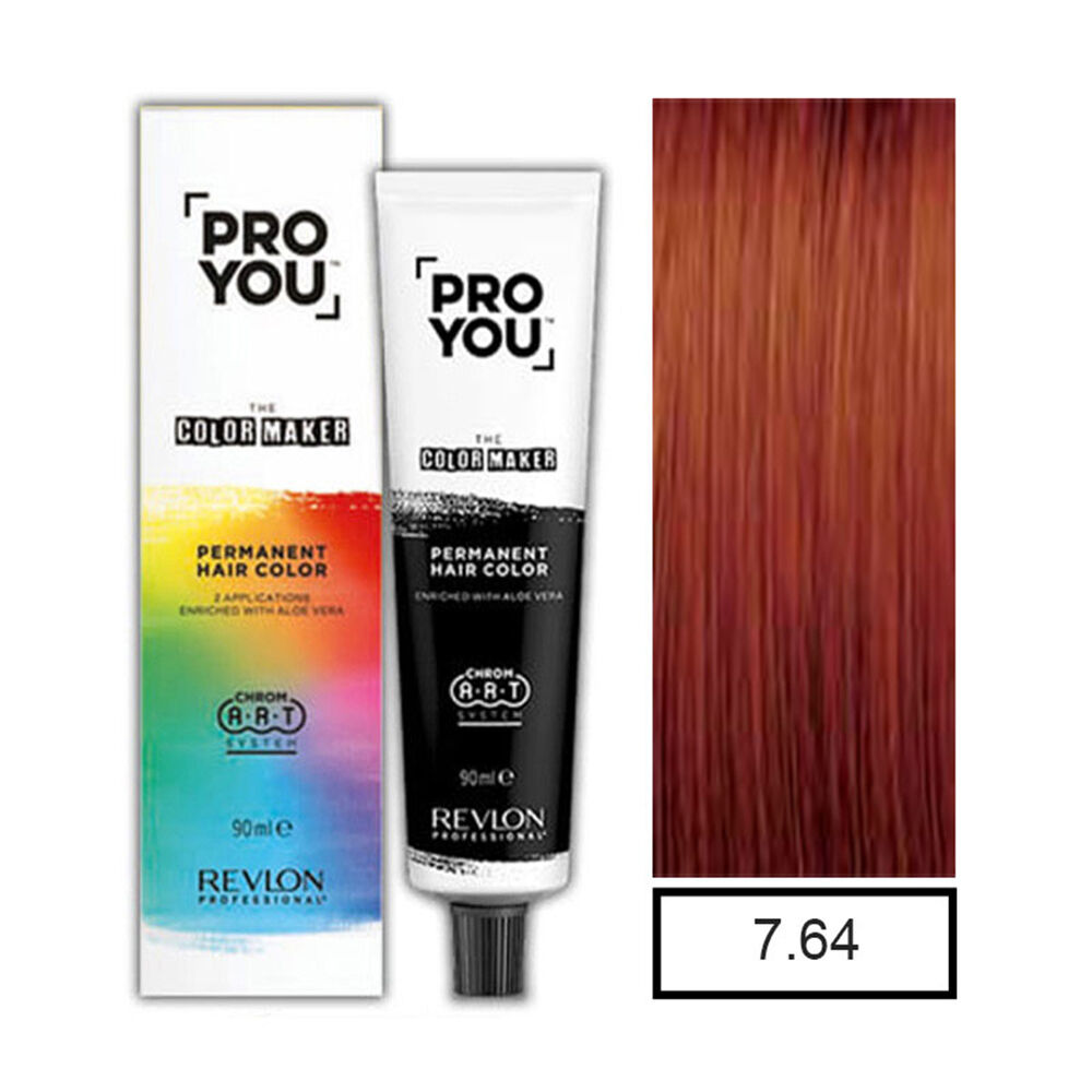 Pro You™ Color Maker Tintura Permanente Rubio Medio Rojo Cobrizo 7.64 90ml+oxidante image number 0.0