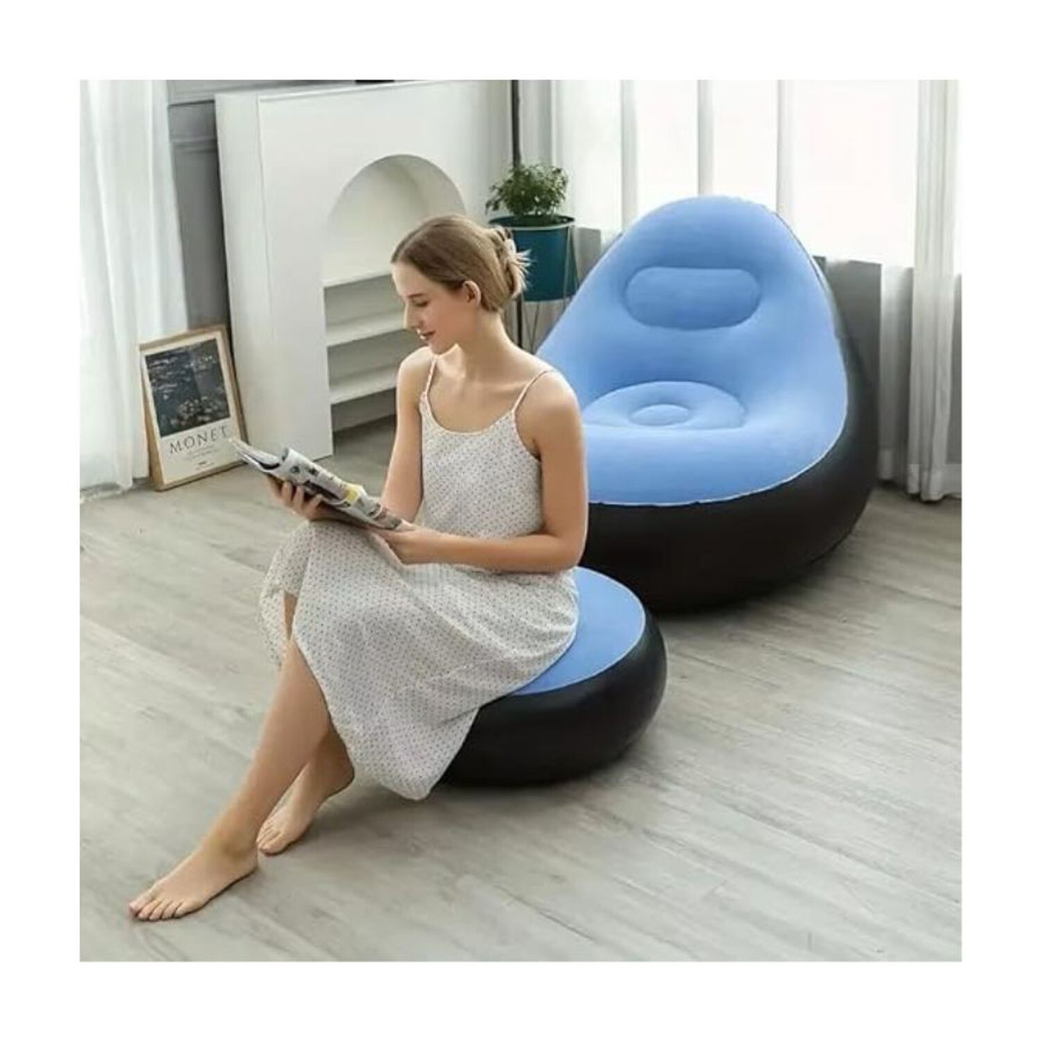 Sill&oacute;n Sof&aacute; Inflable Con Puff Reposapi&eacute;s Tumbona image number 3.0