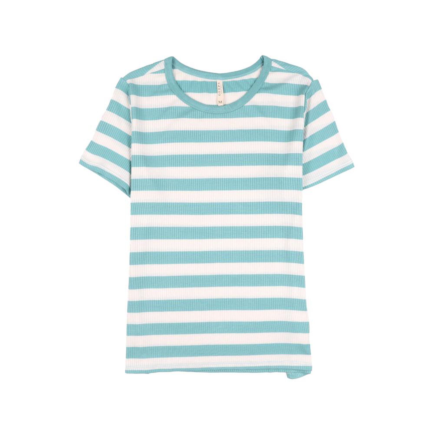 Polera Listada Rib Manga Corta Cuello Redondo Mujer Geeps image number 0.0