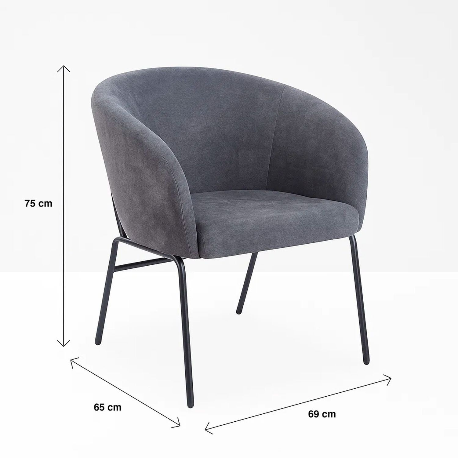 Sill&oacute;n Arko De Terciopelo - Gris image number 6.0