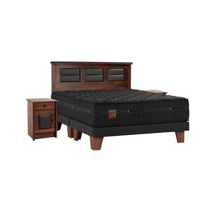 Cama Europea Celta Copper Black / 2 Plazas / Base Dividida + Set De Maderas