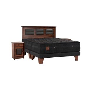 Cama Europea Celta Copper Black / 2 Plazas / Base Dividida + Set De Maderas
