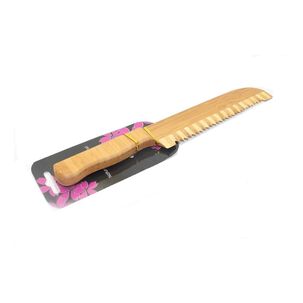 Cuchillo Bambú Cortador Pan Dientes Sierra 32 Cms Cocina