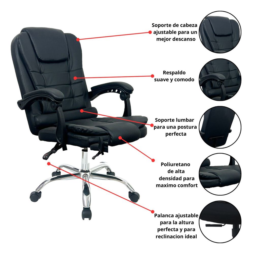 Sill&oacute;n Gerencial Praga Negro image number 2.0