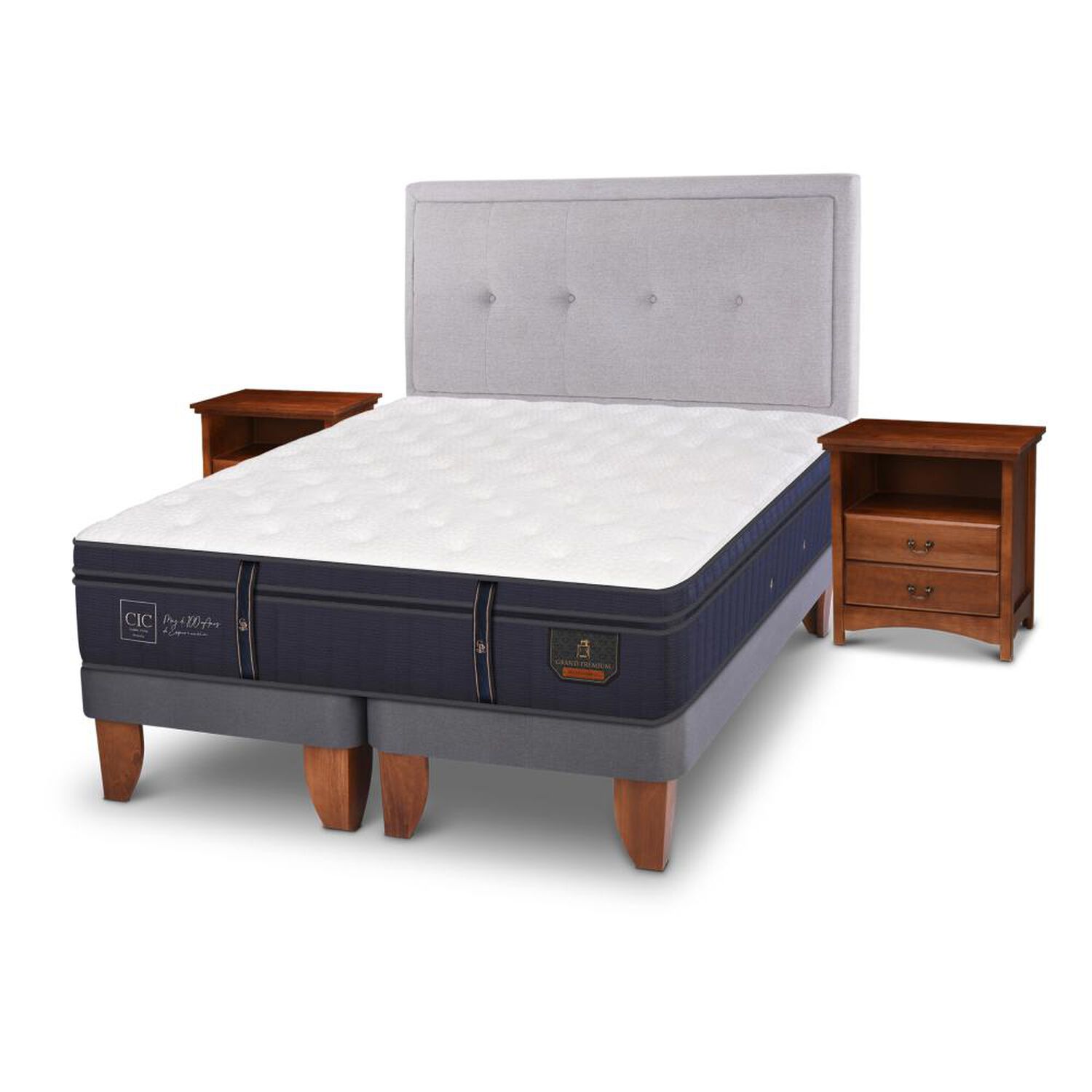 Cama Europea Cic Grand Premium / 2 Plazas / Base Dividida + Set De Maderas image number 3.0