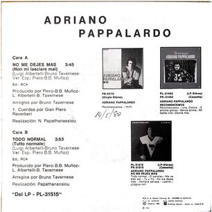 Adriano Pappalardo - No Me Dejes Mas | 7" Single Vinilo Usado