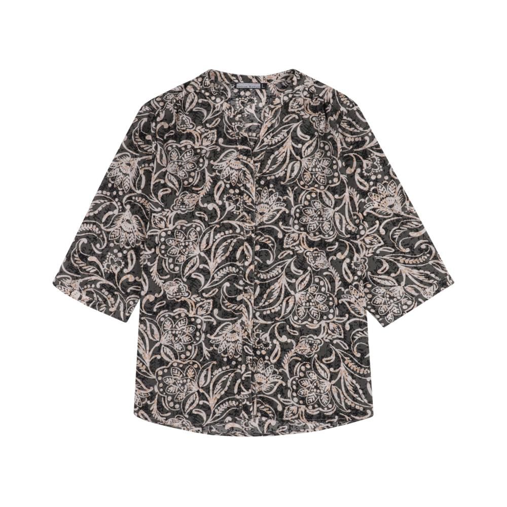 Blusa Full Print Manga 3/4 Roll Up Cuello Mao Mujer Lesage image number 0.0