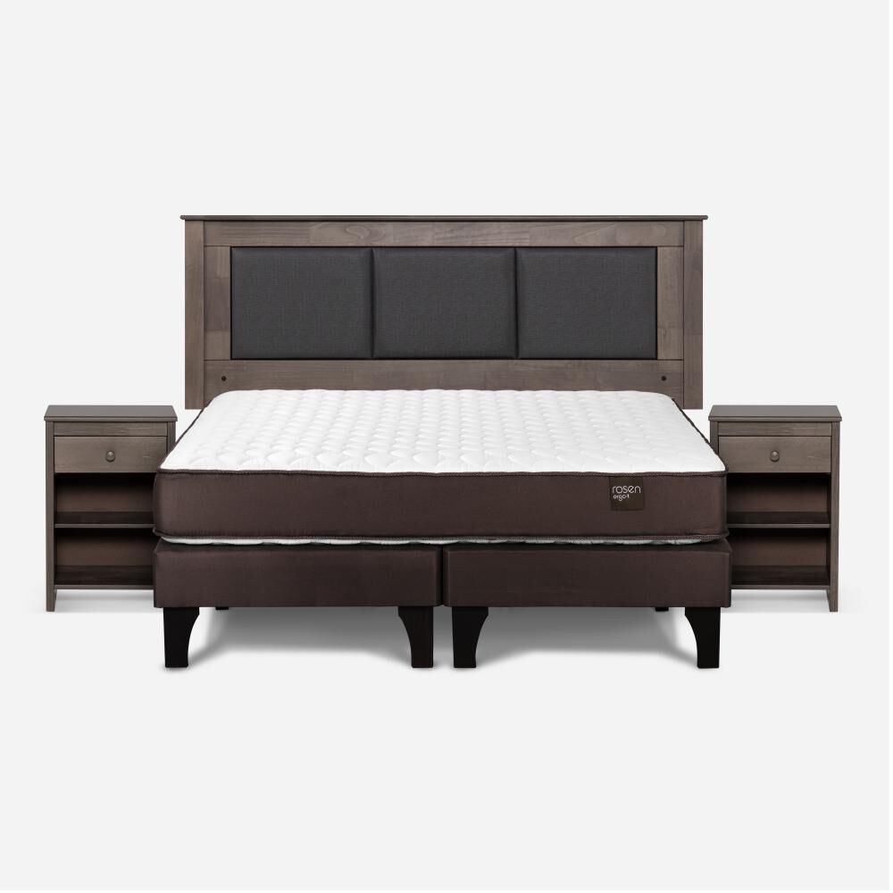 Cama Europea Rosen Ergo T New / 2 Plazas / Base Dividida  + Set Maderas Rachel Gris image number 0.0