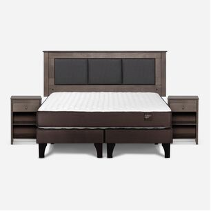 Cama Europea Rosen Ergo T New / 2 Plazas / Base Dividida  + Set Maderas Rachel Gris