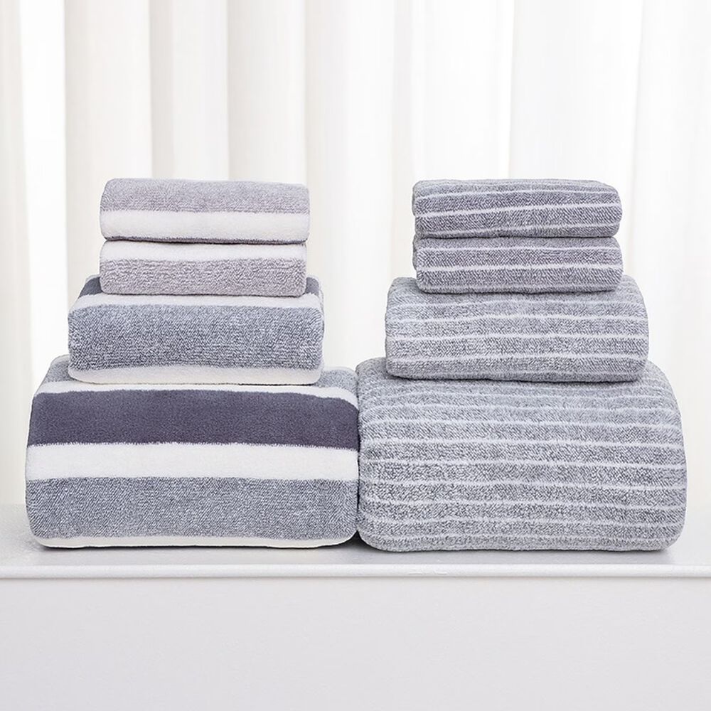 Set De 8 Toallas Rayadas Ultra Absorbentes Estilo Spa Gris image number 1.0