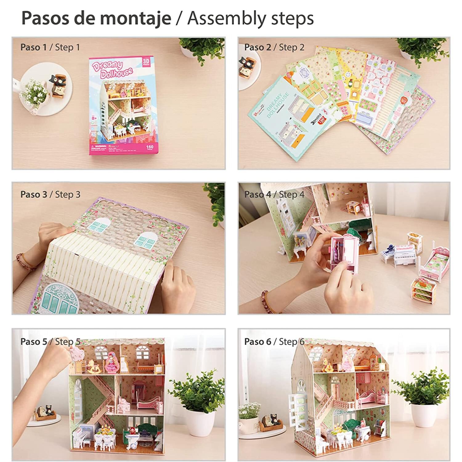 Juguete Casa De Mu&ntilde;ecas Armable Puzzle 3d 160 Piezas image number 3.0