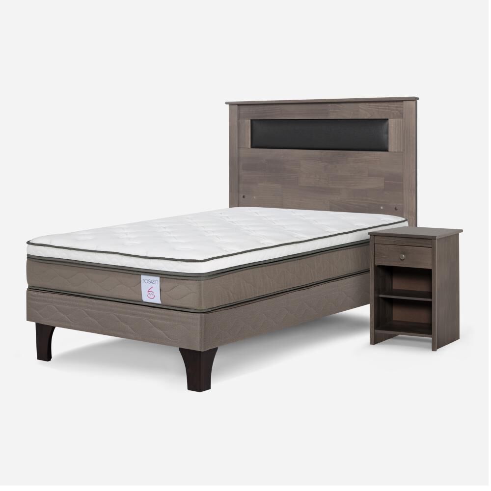 Cama Europea Rosen New Style 6 / 1 Plaza / Base Normal  + Set Maderas Ferrara Gris image number 1.0