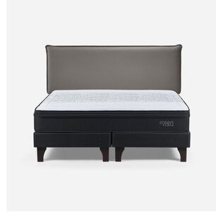 Cama Europea Rosen Tempo / King / Base Dividida + Respaldo Maurice Gris