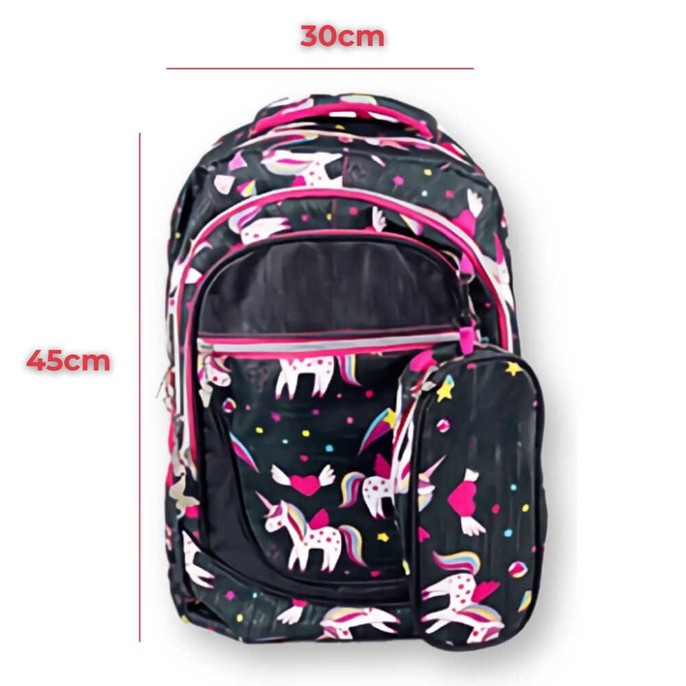 Pack Mochila Lonchera Estuche 45cm Juvenil Y Escolar Girls Unicorns image number 1.0