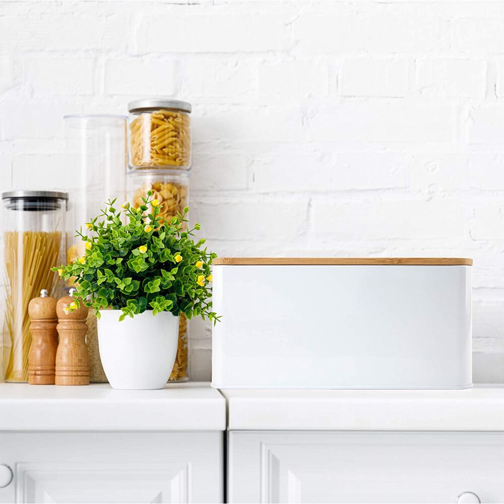 Panera Met&aacute;lica Con Tapa Bamboo Blanca Simplit image number 4.0