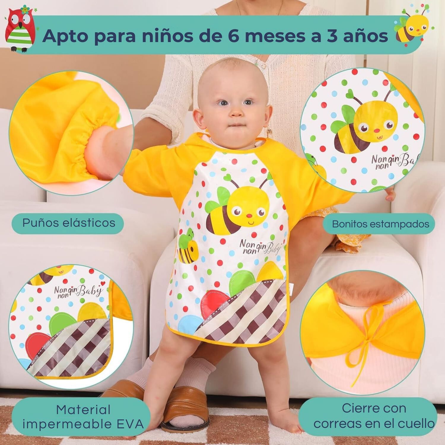 Pack 9 Baberos Pl&aacute;sticos Con Mangas Para Beb&eacute;s Jump Kids Ni&ntilde;o image number 5.0