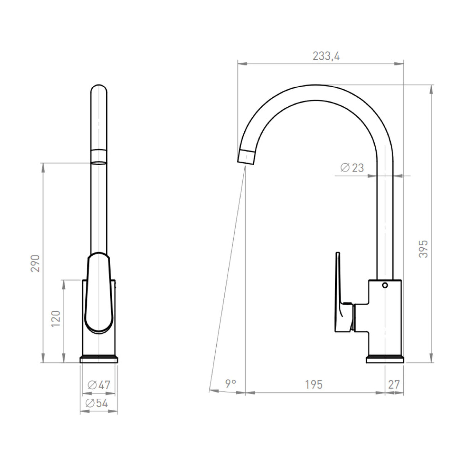 Monomando Llave Grifo Lavaplatos Cuello Alto Curvo Modelo Illinois Marca Pmb Cromo image number 5.0