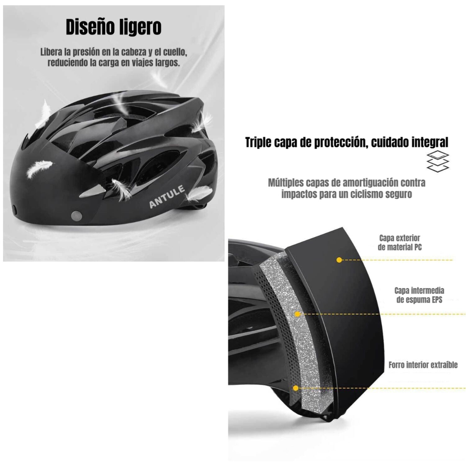 Casco Bicicleta Adulto Con Visera Magn&eacute;tica Negro Rs Antule image number 3.0