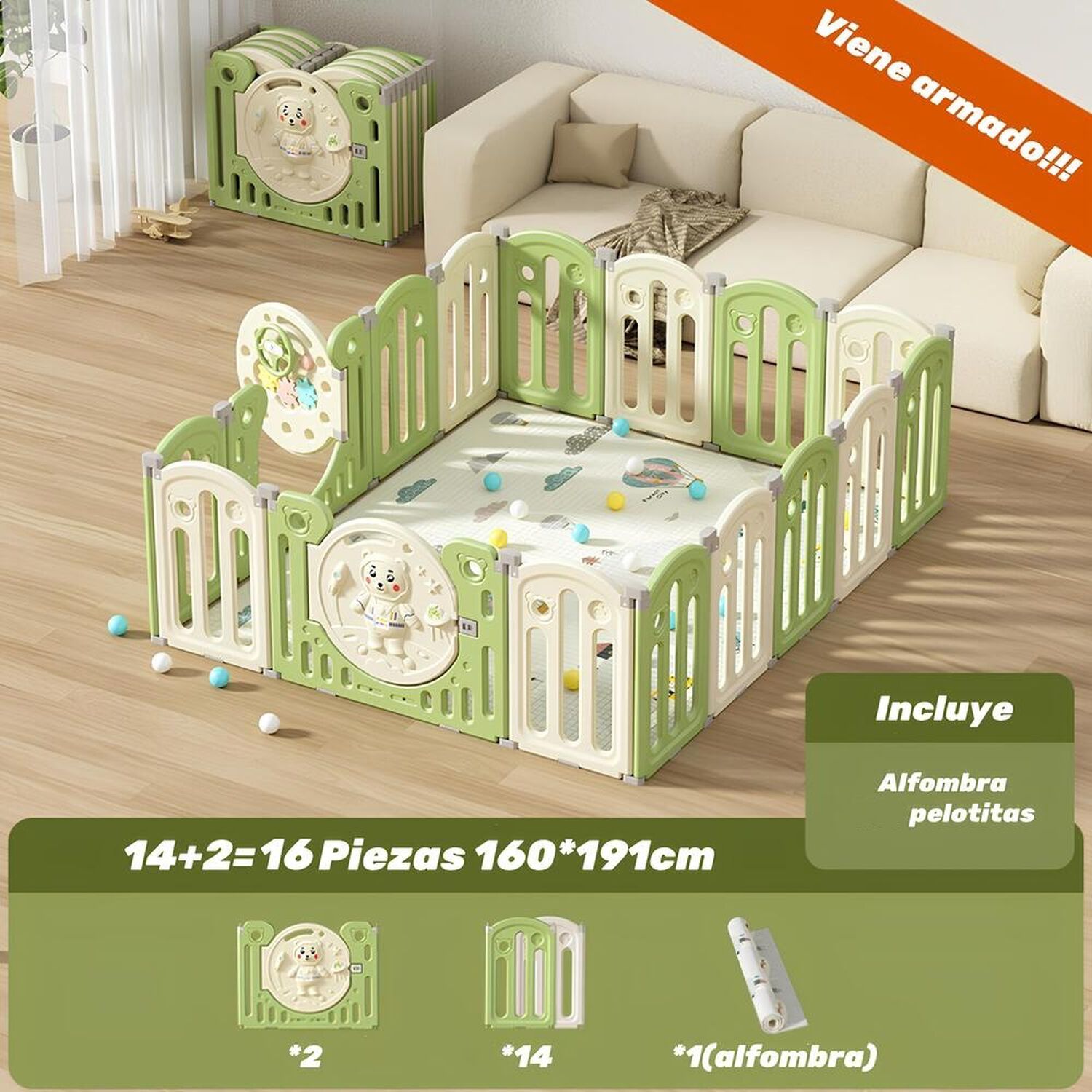 Corral Armado Multiposiciones Accesorios 160*191cm Lubabycas image number 3.0