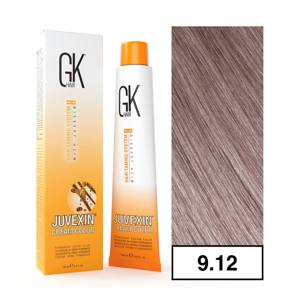 Gkhair - Tintura Cream Color Permanente Vegana 100ml + Oxidante - 9.12 Rubio Muy Claro Perlado image number 0.0
