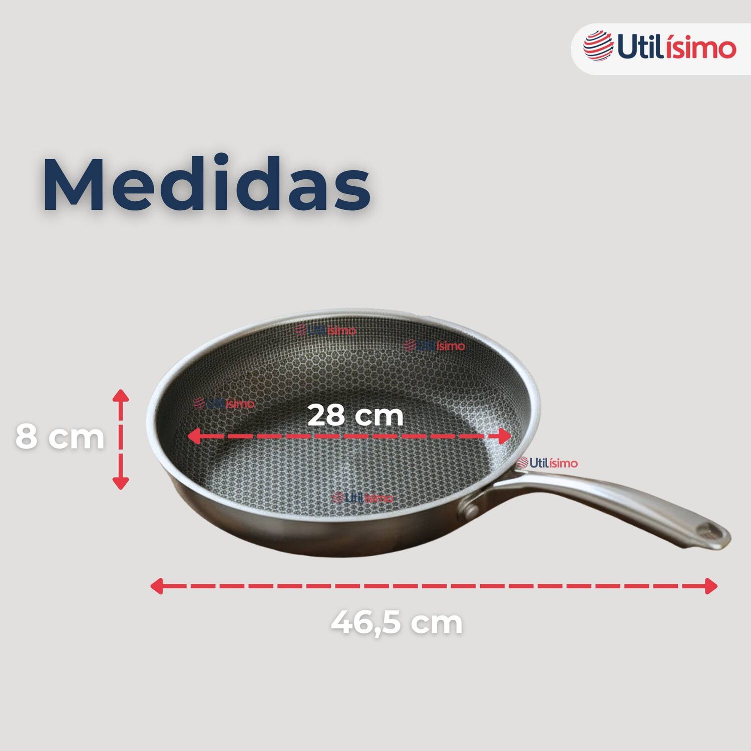 Sart&eacute;n Acero Inoxidable Antiadherente 28cm Para Cocinar Fre&iacute;r Saltear image number 2.0