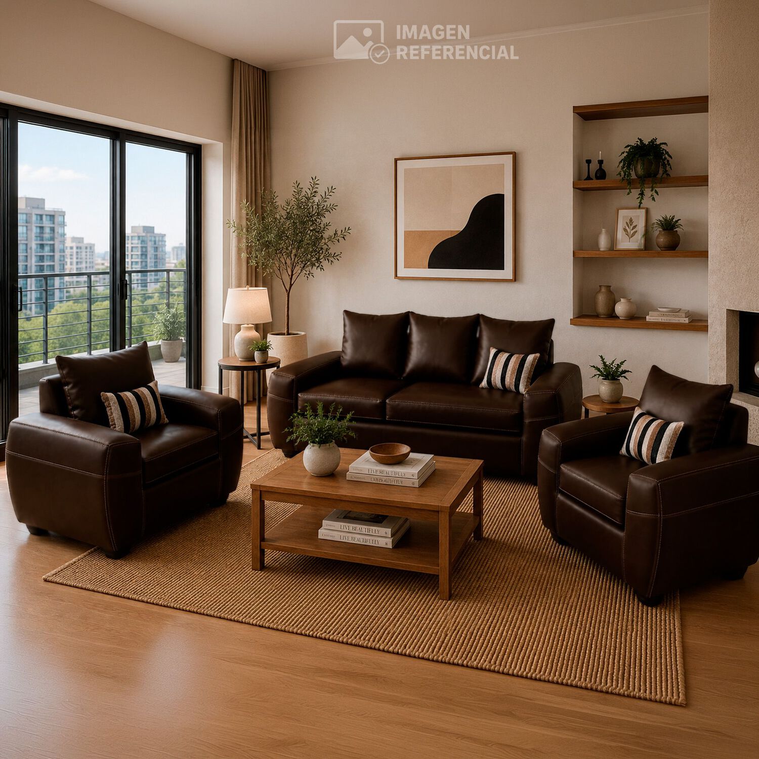 Juego De Living Elegant Detail Houston Pu / 4 Cuerpos image number 0.0