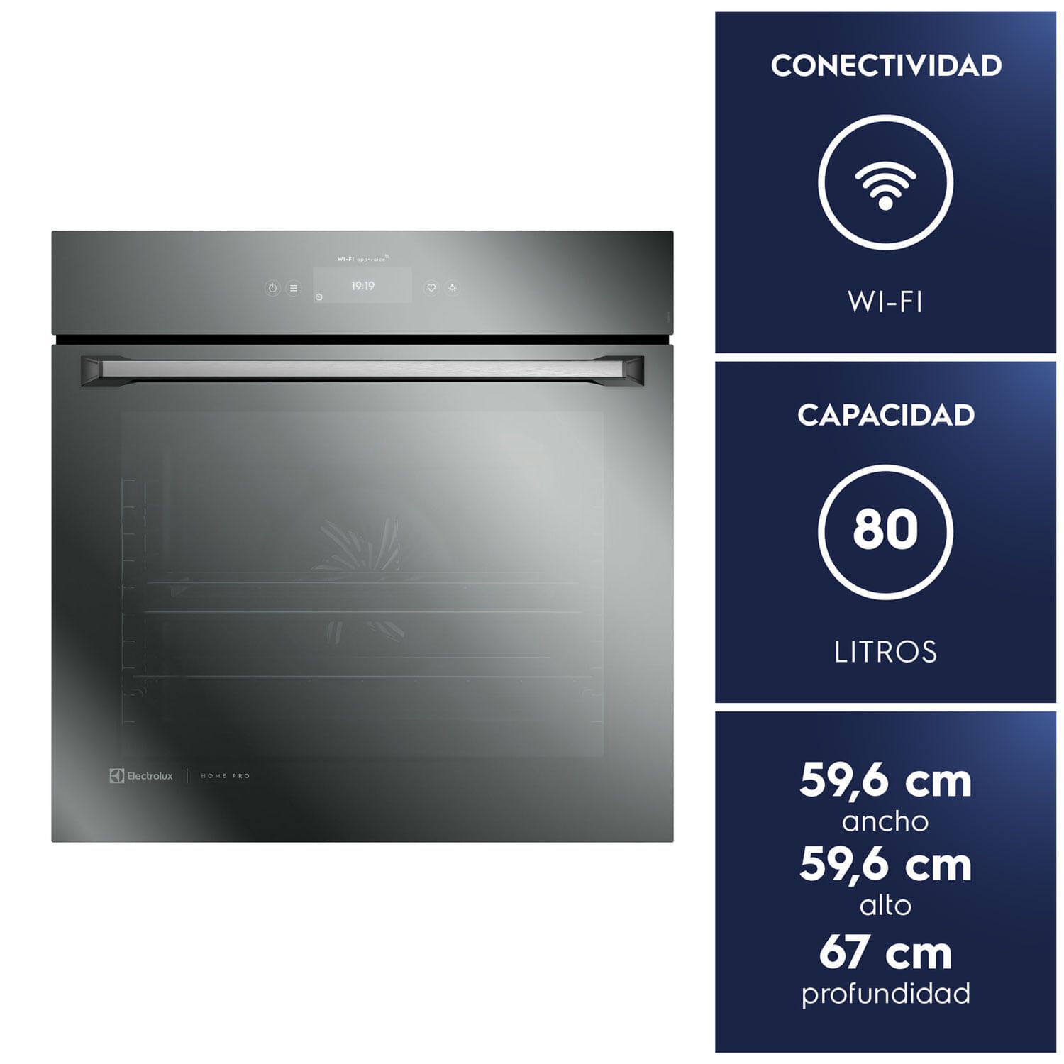 Horno El&eacute;ctrico Empotrable 80l Funci&oacute;n Freidora Aire Y Wi-fi image number 1.0