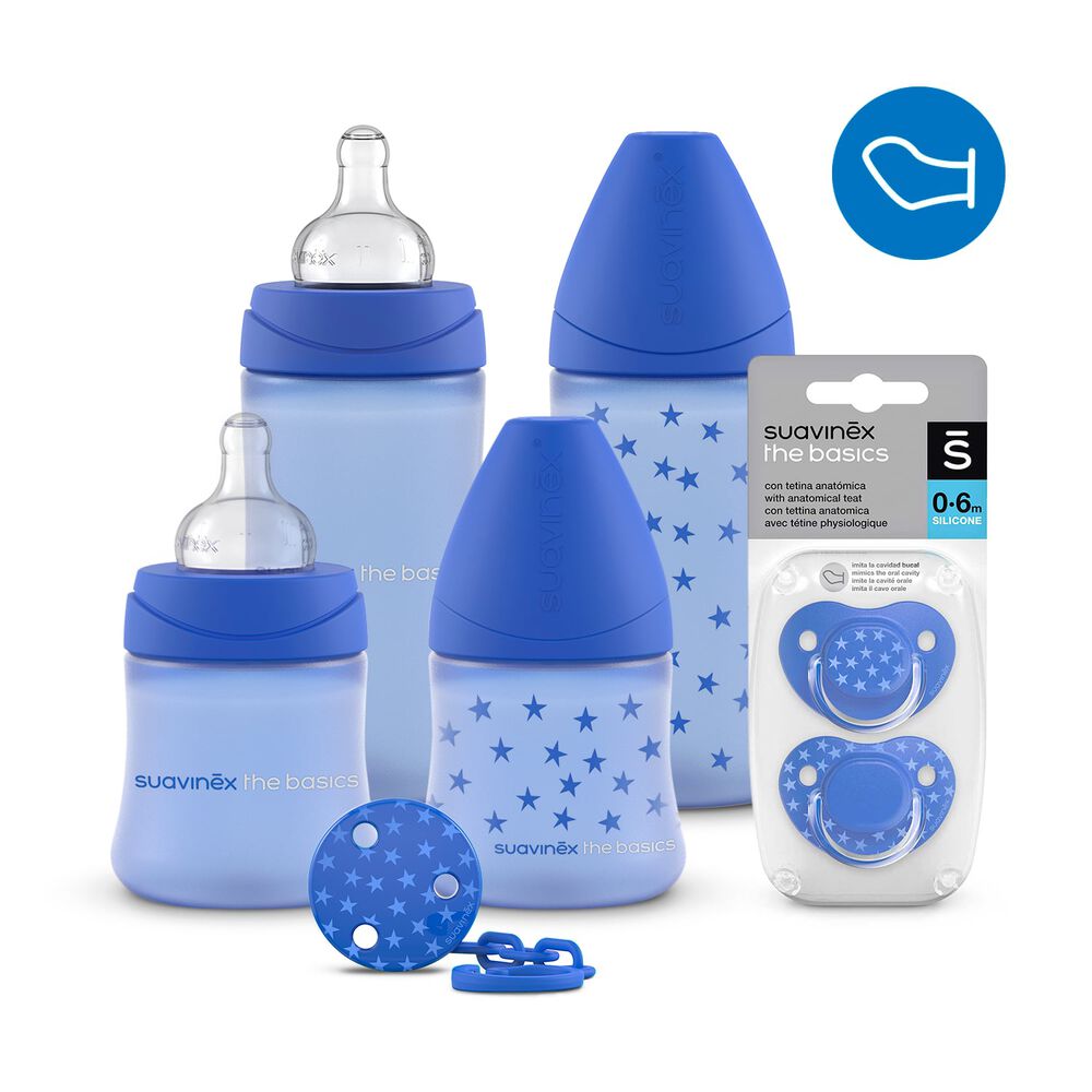Super Pack The Basics Mamaderas 150ml + Mamadera 270ml + Chupete +18m Anatomico + Broche image number 0.0