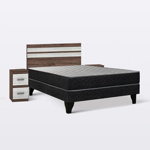 Cama Europea Celta Apolo Black / 2 Plazas / Base Normal + Set De Maderas Madrid