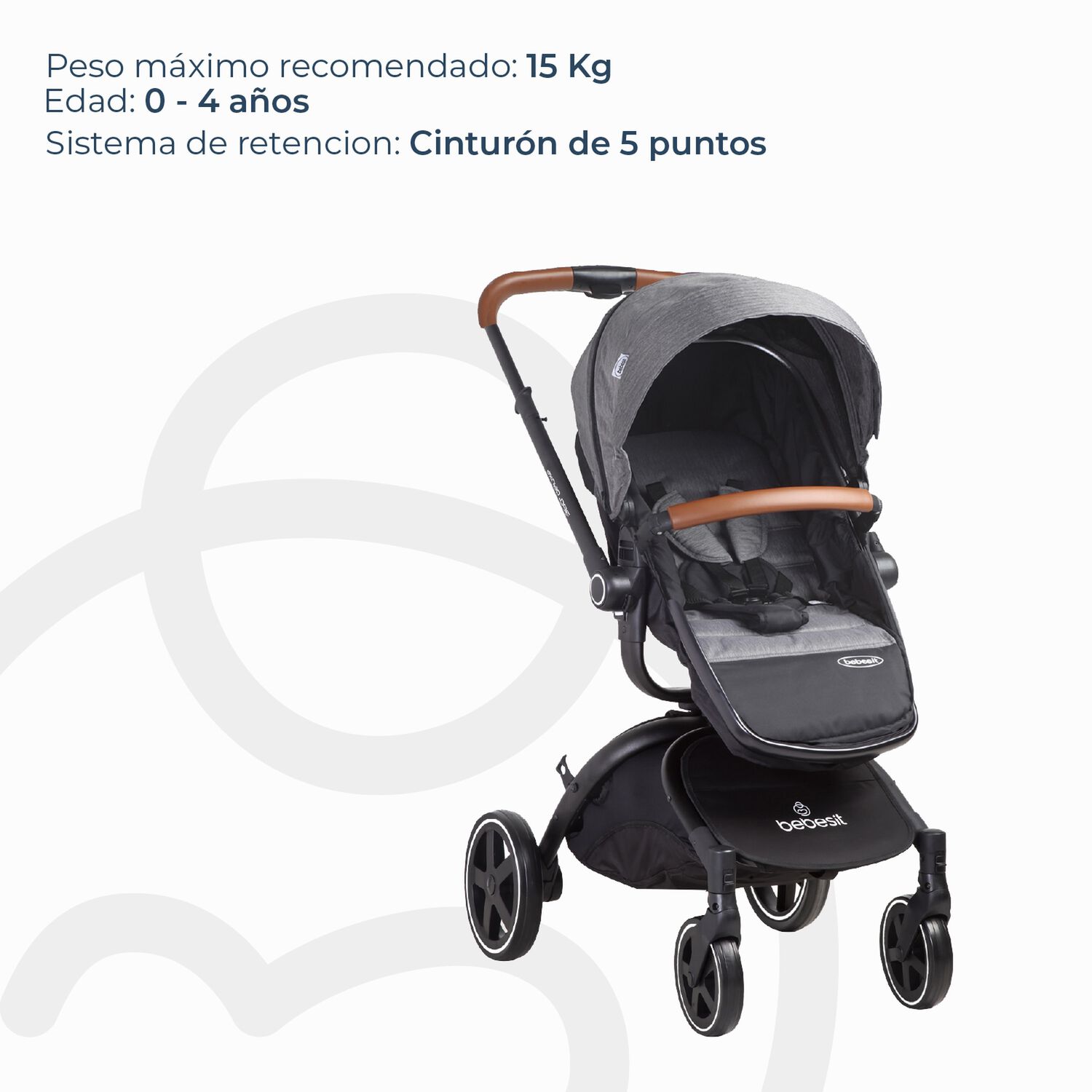Coche Cuna Travel System Deluxe 360&deg; Sx Gris image number 5.0