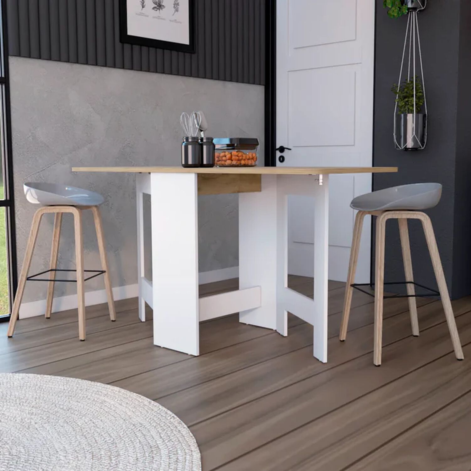 Mesa Plegable Fm-001b - Blanco Y Caf&eacute; Claro image number 4.0