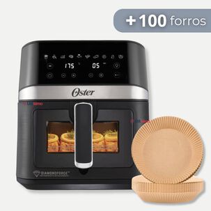 OSTER Oster Freidora De Aire Digital, Recubrimiento Oster Diamondforce, 6l De Capacidad, 10 Programas Automáticos, Ckstaf60wddf + 100 Forros Antiadherente