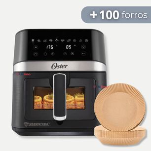 Oster Freidora De Aire Digital, Recubrimiento Oster Diamondforce, 6l De Capacidad, 10 Programas Autom&aacute;ticos, Ckstaf60wddf + 100 Forros Antiadherente 