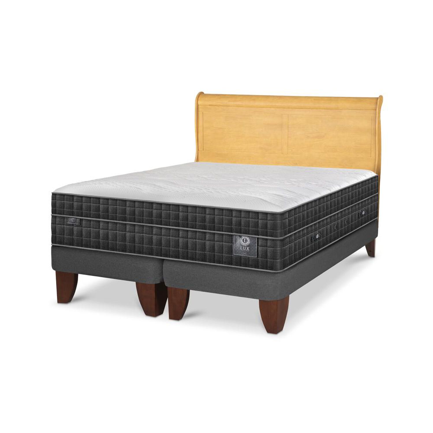 Cama Europea Cic Lux / 2 Plazas / Base Dividida + Respaldo image number 2.0