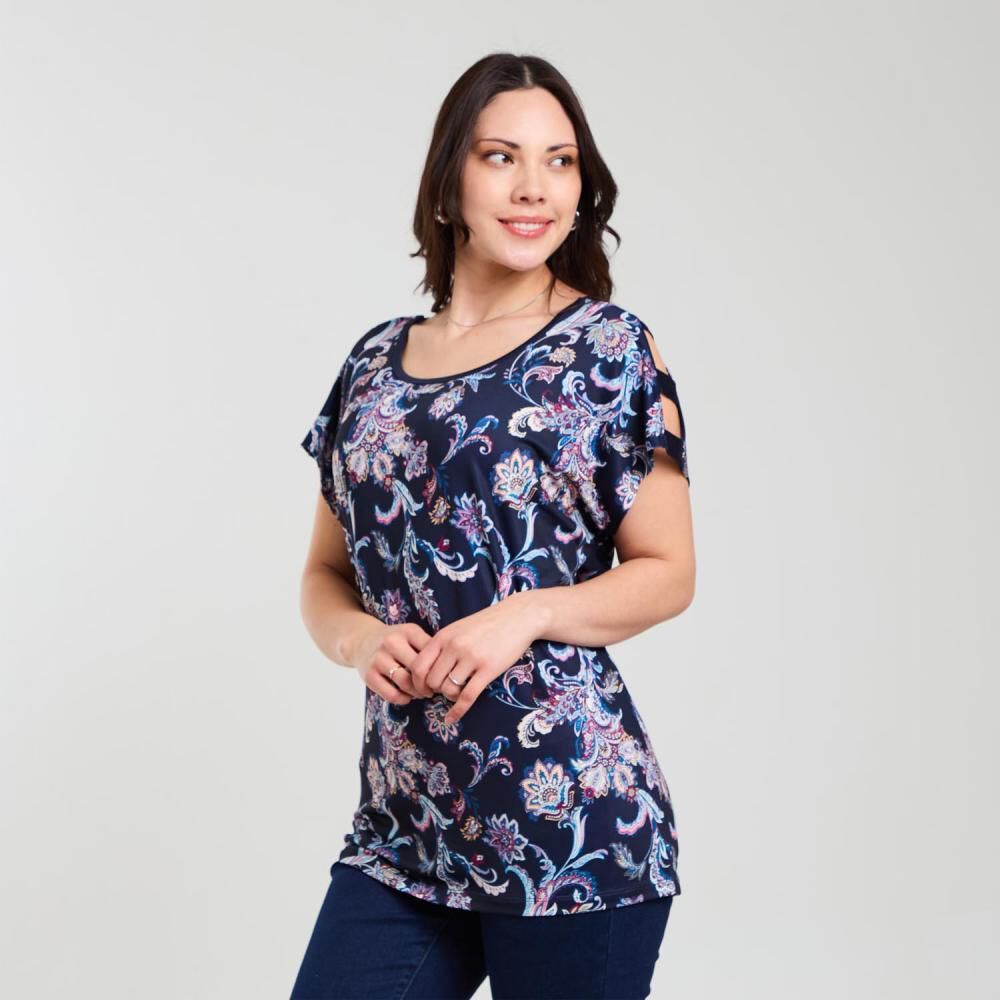 Polera Full Print Manga Corta Cuello Redondo Mujer Sexy Large image number 2.0