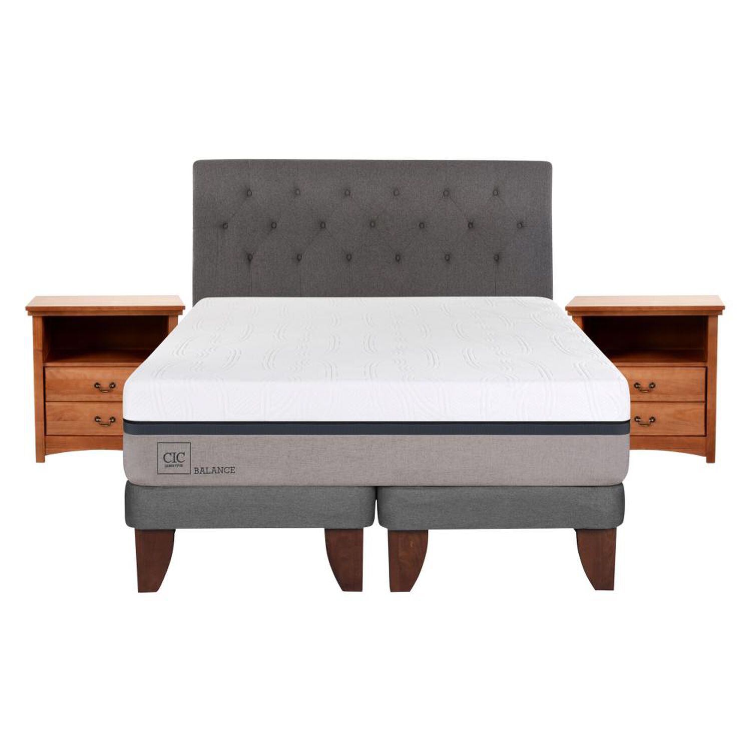 Cama Europea Cic Balance / 2 Plazas / Base Dividida  + Set De Maderas image number 0.0