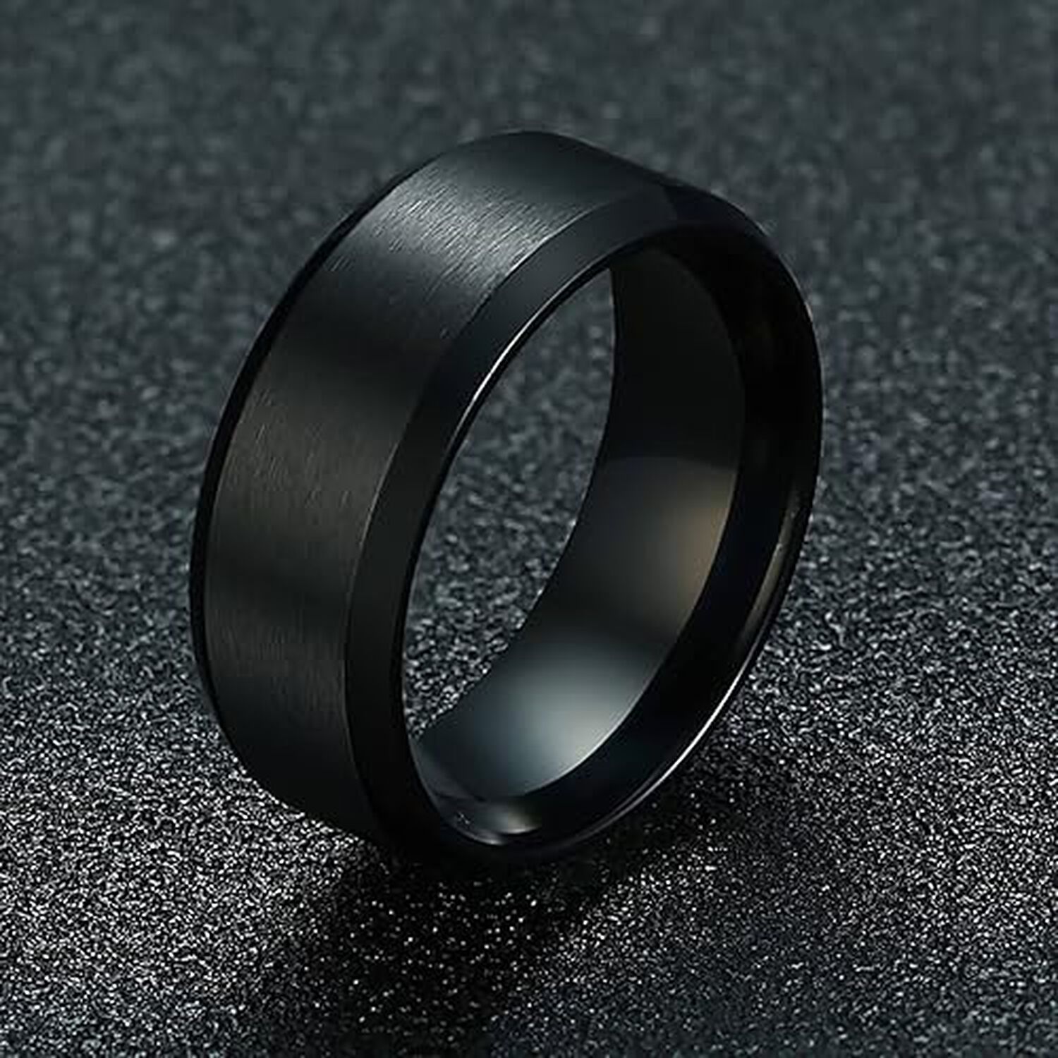 Anillo Titanio Moda 2023 Acero Quirurgico Acero Inoxidable Chile Hombre Caballero Dama Cuadrado Dorado Negro Y Plata/talla 11 image number 2.0