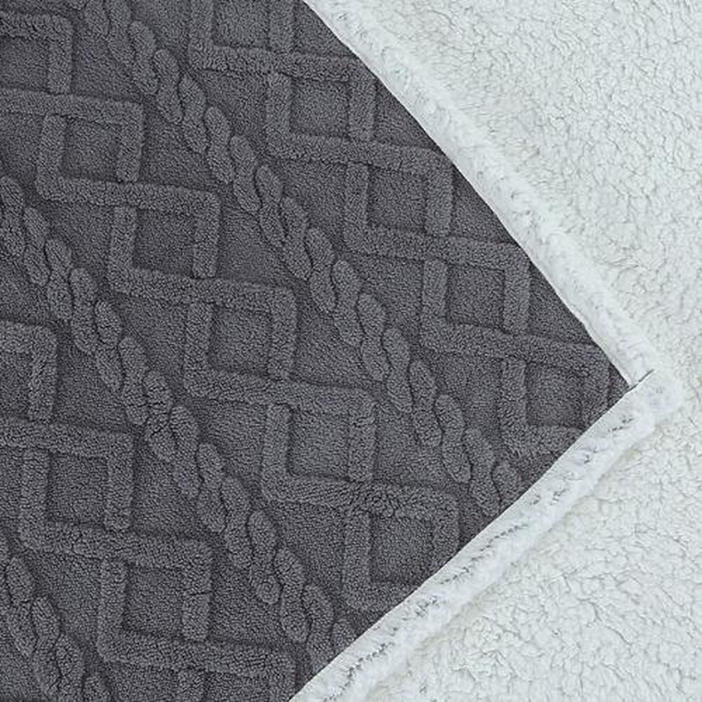 Frazada Andes Jacquard Sherpa Gris 2 Plaza image number 0.0