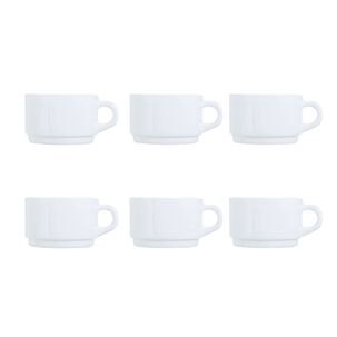 Set De 6 Tazas Desayuno Apilable 280 Ml Opal Vidrio Resistente