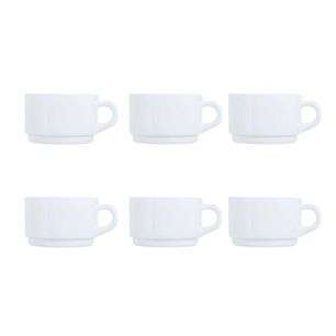 Set De 6 Tazas Desayuno Apilable 280 Ml Opal Vidrio Resistente
