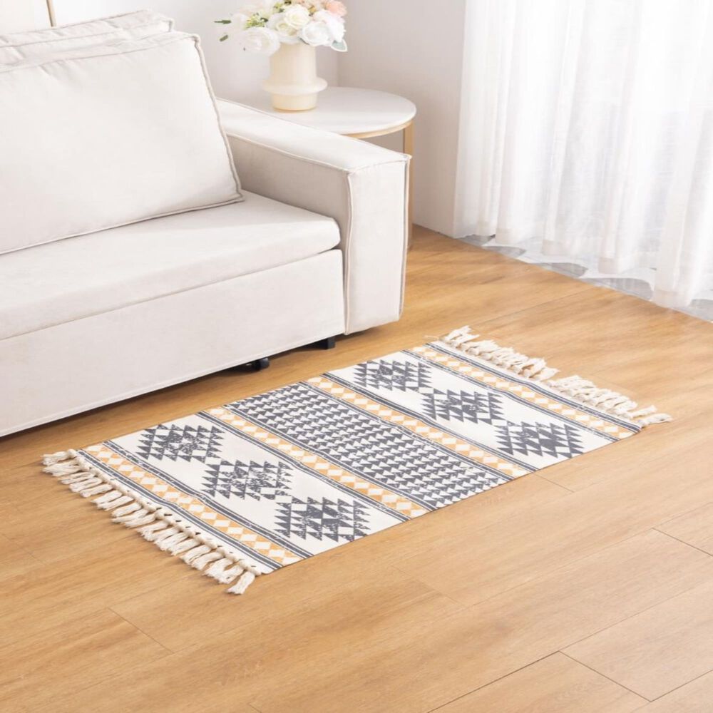 Set 2 Alfombras De Lino 60x90 Cm Para Bajada De Cama 4n07 image number 1.0