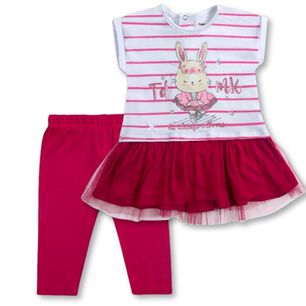 Set 2 Piezas De Algod&oacute;n Conjunto Tut&uacute; Bebe Ni&ntilde;a Tedmimak Ballerina Bunnies