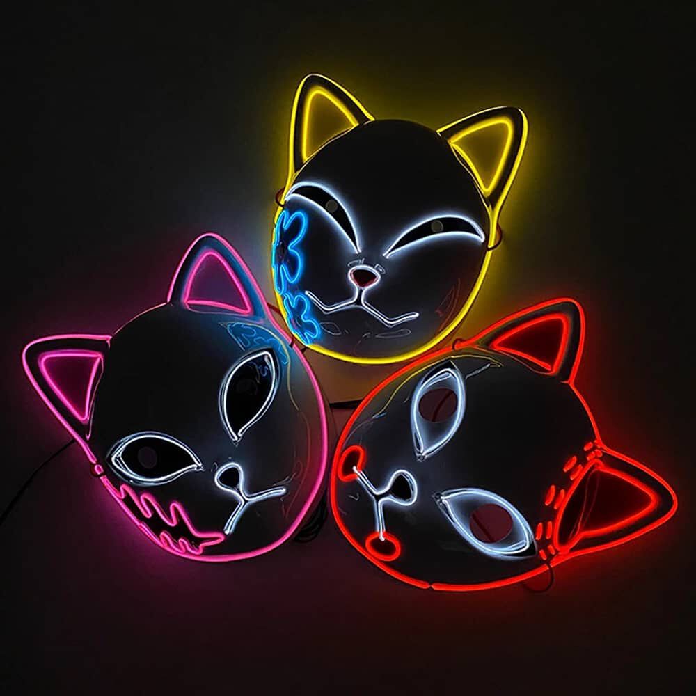 Mascara Makomo Kimetsu No Yaiba Con Luces Led Cosplay image number 5.0