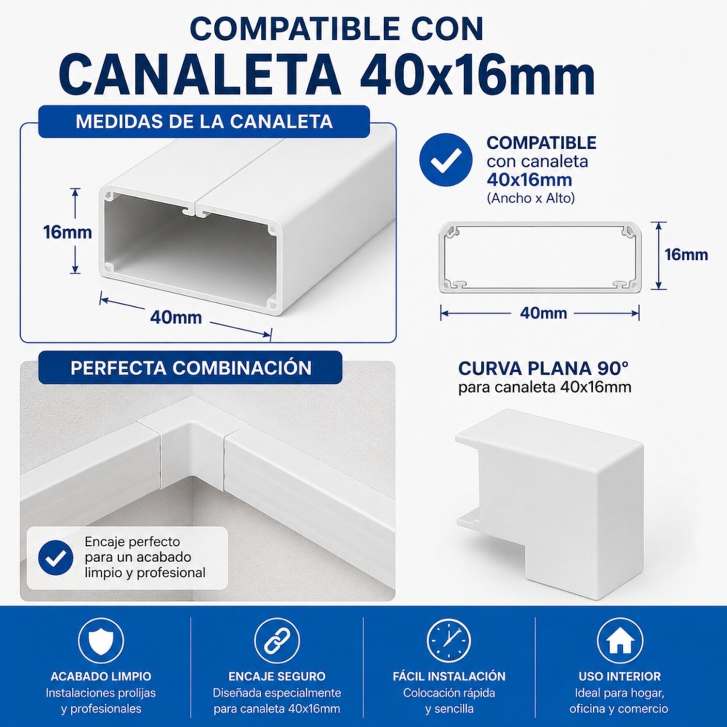 Pack 2un Curva Plana 90&deg; 40x16mm Canaleta image number 4.0